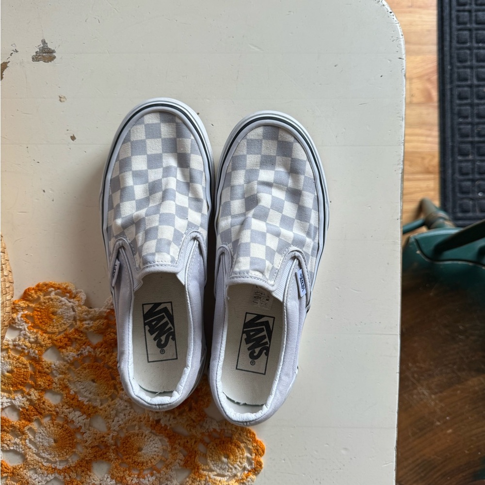 Classic Slip-On Checkerboard Shoe Atmosphere Grey Mens 5 Women’s 6.5